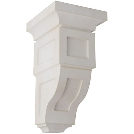 Ekena Millwork 4"W x 4 3/4"D x 8"H Small Reyes Wood Vintage Decor Corbel, Chalk Dust White CORWD04X04X08RYWH